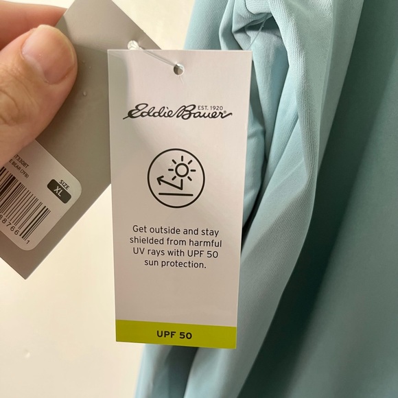 EDDIE BAUER XL Long Sleeve T-Shirt UPF 50 Crew Neck Stone Blue Bear - Picture 9 of 9